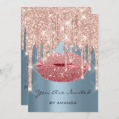 Invitation Fête Anniversaire 16e baiser Lips Rose Parties sci (Devant / Derrière)