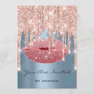 Invitation Fête Anniversaire 16e baiser Lips Rose Parties sci