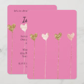 Invitation Fête Anniversaire Chaînes de Coeur Paillettes Or R (Devant / Derrière)