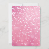 Invitation Fête Anniversaire coeurs rose blanc Paillettes dor (Dos)