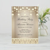Invitation Fête Anniversaire Cristal Beige Sepia Diamond (Debout devant)