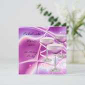 Invitation Fête Anniversaire de Champagne rose (Debout devant)