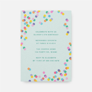 Invitation Fête Anniversaire de enfant Confetti couleur vert 