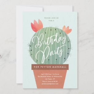 Invitation Fête Anniversaire de enfant de Cactus moderne