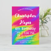 Invitation Fête Anniversaire de enfant de Confetti Arc-en-cie (Debout devant)