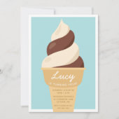 Invitation Fête Anniversaire de enfant de crème glacée au côn (Devant)