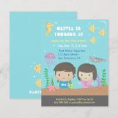 Invitation Fête Anniversaire de enfant de l'aquarium aquatiqu (Devant / Derrière)