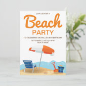 Invitation Fête Anniversaire de enfant de Modern Beach Party (Debout devant)