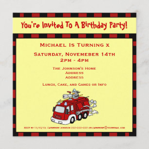 Invitation Fête Anniversaire de enfant des pompiers