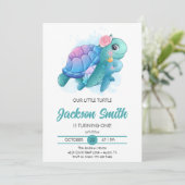 Invitation Fête Anniversaire de enfant des tortues marines (Debout devant)