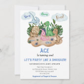 Invitation Fête Anniversaire de enfant Dinosaure moderne ! Ru (Devant)