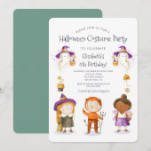 Invitation Fête Anniversaire de enfant du costume d'Halloween (Devant / Derrière)