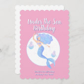 Invitation Fête Anniversaire de enfant du thème de la Sirène  (Devant / Derrière)