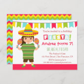 Invitation Fête Anniversaire de enfant mexicaine de Chevron (Devant / Derrière)