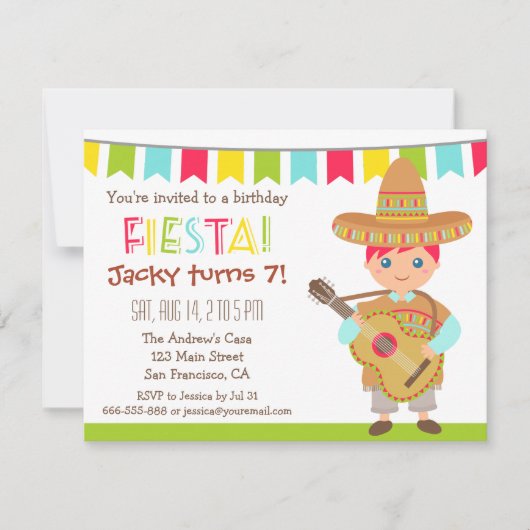 Invitation Fête Anniversaire de enfant mexicaine de la fête d (Devant)