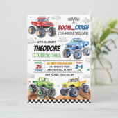 Invitation Fête Anniversaire de enfant Monster Truck (Debout devant)