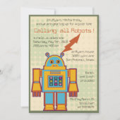 Invitation Fête anniversaire de enfant Robot rétro (Devant)