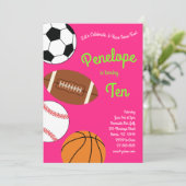 Invitation Fête Anniversaire de enfant sportive Filles roses (Debout devant)