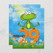 Invitation Fête anniversaire de l'année bissextile (Devant / Derrière)