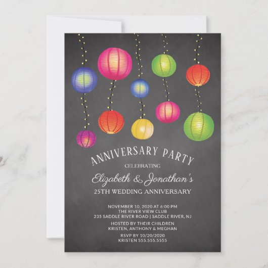 Invitation Fête Anniversaire des Lanternes de papier d'été (Devant)