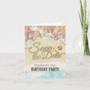 Invitation Fête Anniversaire Économisez La Date Été Plage Éte