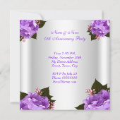 Invitation Fête Anniversaire Élégante Fleurs violettes (Dos)