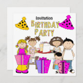 Invitation Fête Anniversaire Filles Garçon (Devant / Derrière)