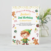 Invitation Fête Anniversaire Garçon hiver Elfe Noël (Debout devant)