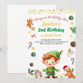 Invitation Fête Anniversaire Garçon hiver Elfe Noël (Devant / Derrière)