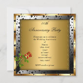 Invitation Fête Anniversaire Gold Red Rose Floral (Dos)