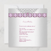 Invitation Fête Anniversaire Lilac Rose Argent Blanc Diamant  (Dos)