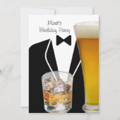Invitation Fête Anniversaire Mans Beer Scotch Tuxedo (Devant)