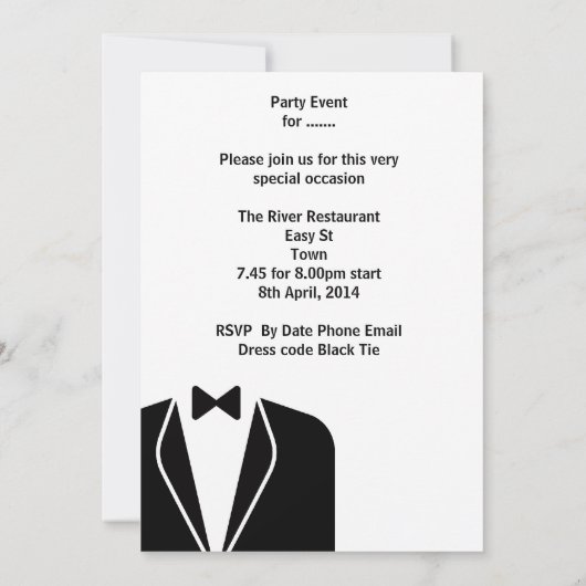 Invitation Fête Anniversaire Mans Beer Scotch Tuxedo (Dos)