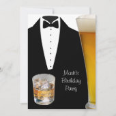 Invitation Fête Anniversaire Mans Beer Scotch Tuxedo (Devant)