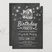 Invitation Fête Anniversaire Mason Jars Chaîne Lights Chalkbo (Devant / Derrière)