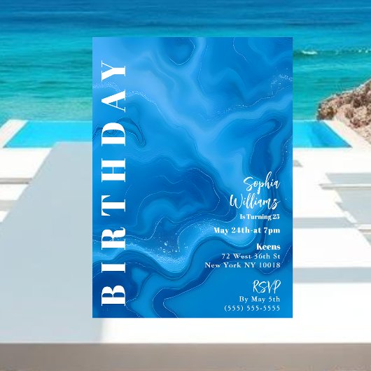 Invitation Fête Anniversaire Moonstone Blue