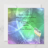 Invitation Fête Anniversaire Pink Blue Gold Champagne (Dos)