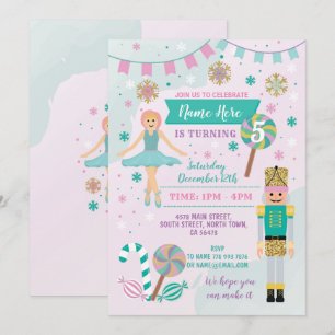 Invitation Fête Anniversaire Pink Nutcracker Ballet de Noël