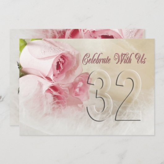 Invitation fête anniversaire pour 32 ans (Devant / Derrière)