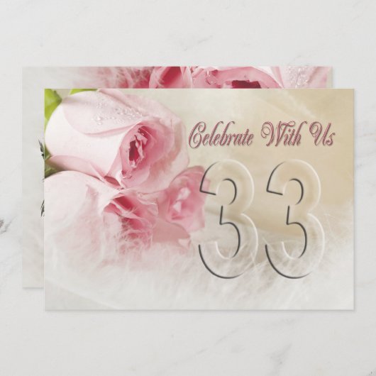 Invitation fête anniversaire pour 33 ans (Devant / Derrière)