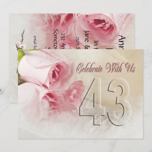 Invitation fête anniversaire pour 43 ans (Devant / Derrière)