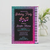 Invitation Fête Anniversaire Rainbow Parties scintillant Pian (Debout devant)
