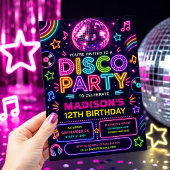 Invitation Fête Anniversaire Rétro Disco Néon