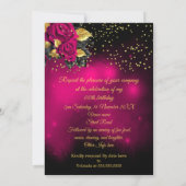 Invitation Fête Anniversaire Rose Rose Floral Gold parties sc (Dos)