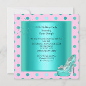 Invitation Fête Anniversaire rose Turquoise bleu turquoise (Dos)
