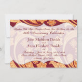 Invitation Fête Anniversaire Rouge Floral Henné (Devant)