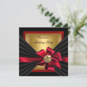 Invitation Fête Anniversaire Rouge or Black Bow Jewel (Debout devant)