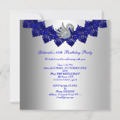 Invitation Fête Anniversaire Swan Blue Silver (Dos)