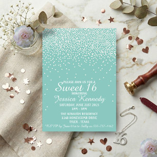 Invitation Fête Anniversaire Sweet 16 Confettis Glamour Moder