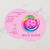 Invitation Fête Anniversaire Yoga Lotus Flower Rainbow Design (Devant / Derrière)